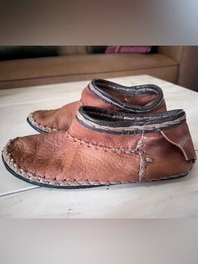 Beatrice Valenzuela Tan Brown Leather Slip-On Moccasins